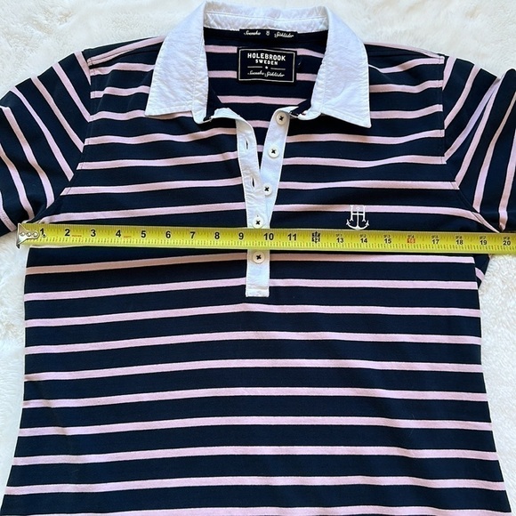 Holbrook Sweden Navy & Pink Striped Cotton Dress Size Large - Picture 9 of 12